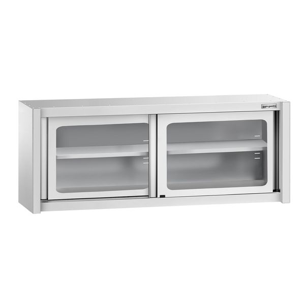 Edelstahl Wandhängeschrank - 1800x400mm - mit Glasschiebetür - 650mm hoch