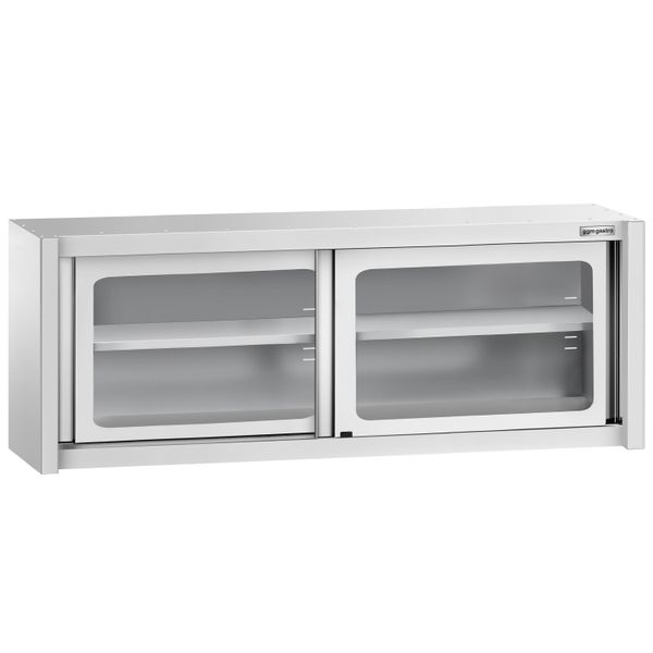 Edelstahl Wandhängeschrank - 2000x400mm - mit Glasschiebetür - 650mm hoch