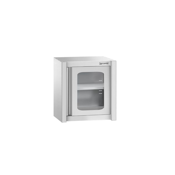 Edelstahl Wandhängeschrank - 600x400mm - mit Glasflügeltür - 650mm hoch