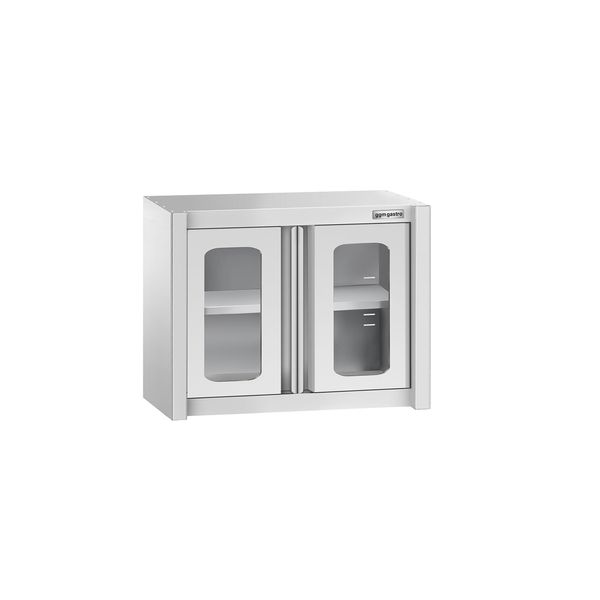 Edelstahl Wandhängeschrank - 800x400mm - mit Glasflügeltür - 650mm hoch