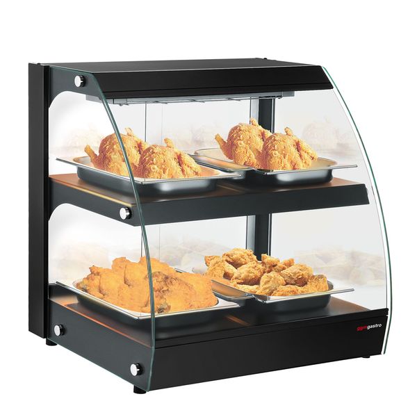 Warmhaltevitrine - 650mm - 560 Watt - mit 2 Ablagen - Schwarz