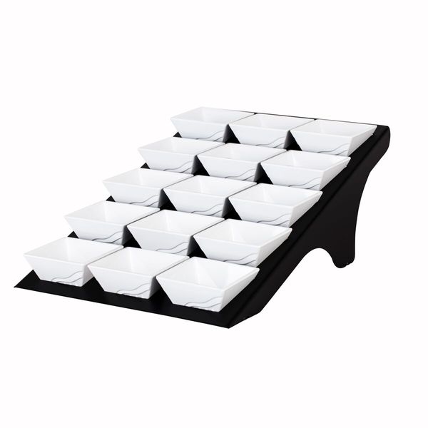 Etagerie / Buffetständer - Schwarz - inkl. 15 Melaminschalen - eckig