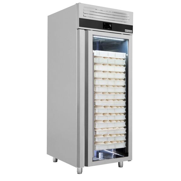 Bäckerei-Kühlschrank Edelstahl PREMIUM - EN 600x800 - 850 Liter - mit 1 Glastür