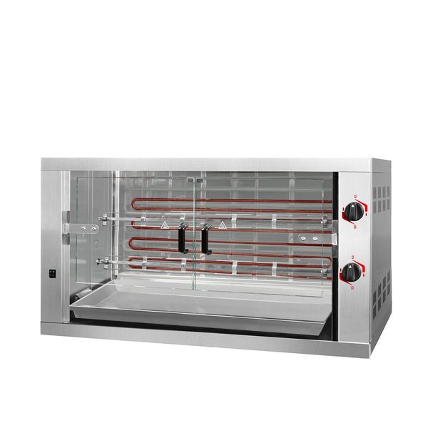Elektro Hähnchengrill - 9,6 kW - mit 2 Spießen für bis zu 12 Hähnchen