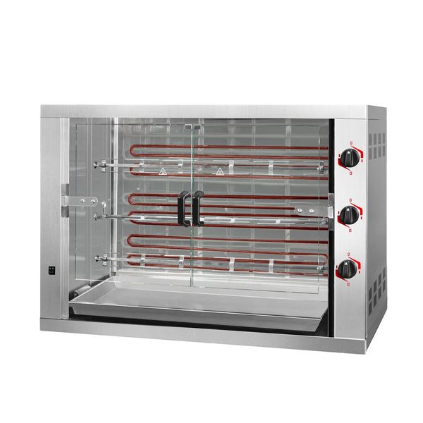 Elektro Hähnchengrill - 14,4 kW - mit 3 Spießen für bis zu 18 Hähnchen