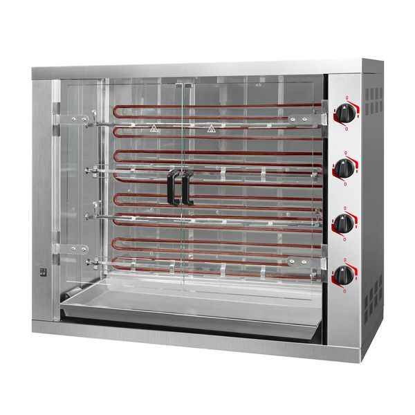 Elektro Hähnchengrill - 19,2 kW - mit 4 Spießen für bis zu 24 Hähnchen