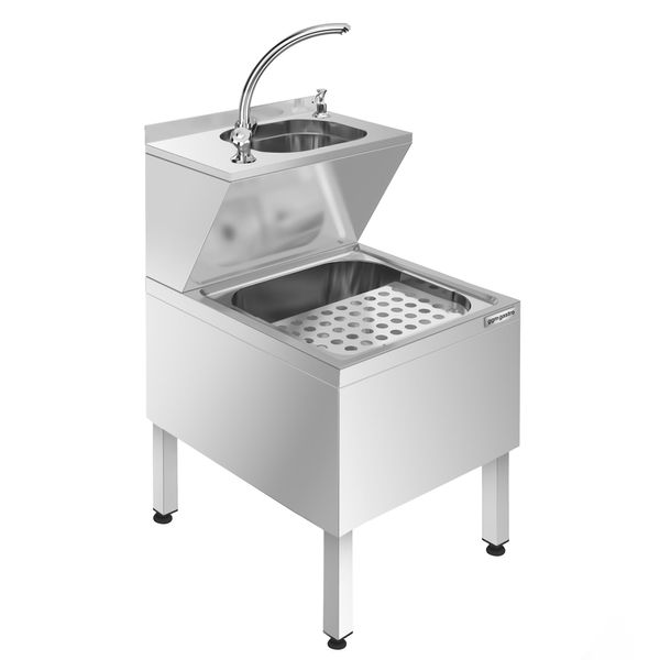 Handwasch- & Ausgußbecken - Edelstahl - mit Mischbatterie & Seifenspender