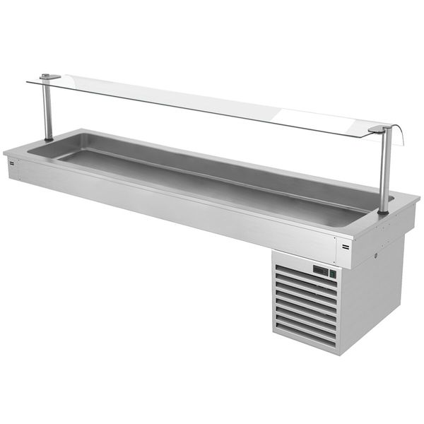 Einbau Kühlwanne - 2100mm - +2 bis +8 °C - 6x GN 1/1 - 410 Watt - mit Glas-Hustenschutz