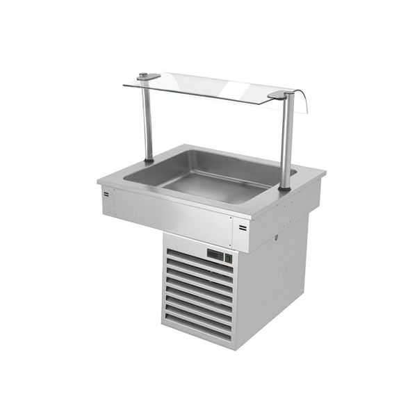 Einbau Kühlwanne - 800mm - +2 bis +8 °C - 2x GN 1/1 - 190 Watt - mit Glas-Hustenschutz