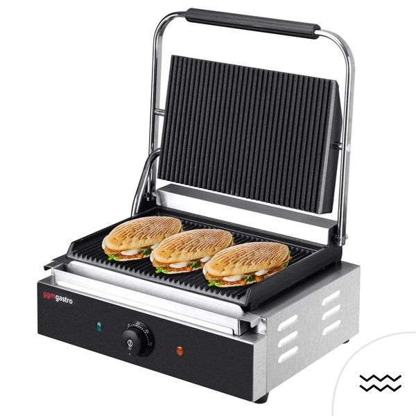 Kontaktgrill / Hamburger Grill - 2,2 kW - oben & unten Gerillt - Grillfläche: 345x235mm
