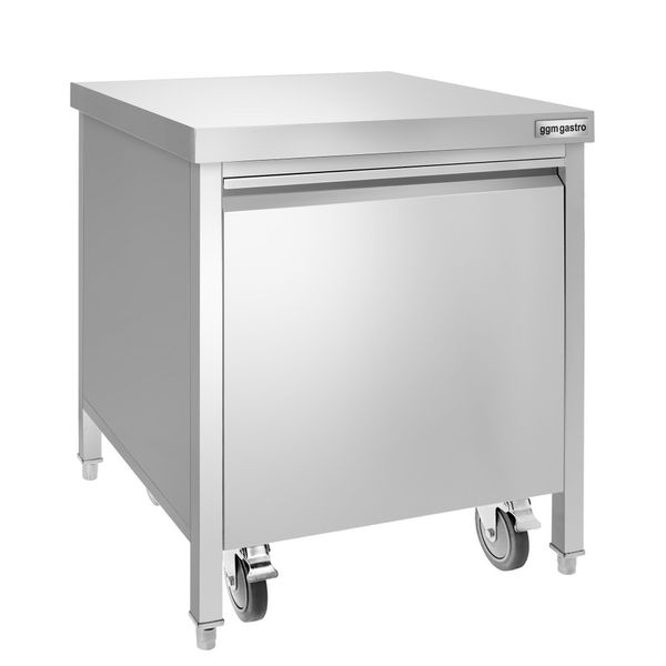 Mülleimer - 50 Liter - mit Rollcontainer - Einwurföffnung & Frontauszug - Edelstahl