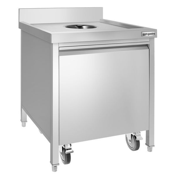 Mülleimer - 50 Liter - mit Rollcontainer - Einwurföffnung & Frontauszug - Edelstahl