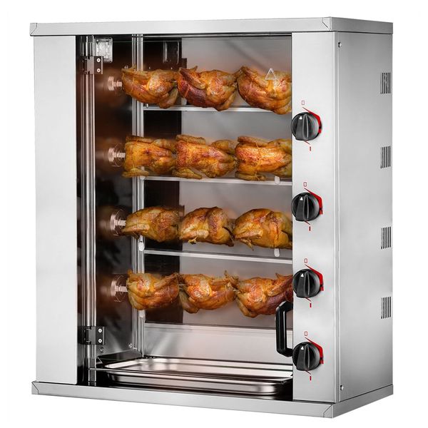 Elektro Mini-Hähnchengrill - 8,8 kW - mit 4 Spießen für bis zu 12 Hähnchen