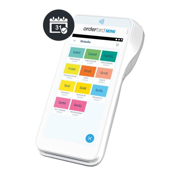 ORDERBIRD | MINI - 1 Monat Laufzeit - Mobiles Endgerät inkl. Bondrucker und Kartenlesegerät