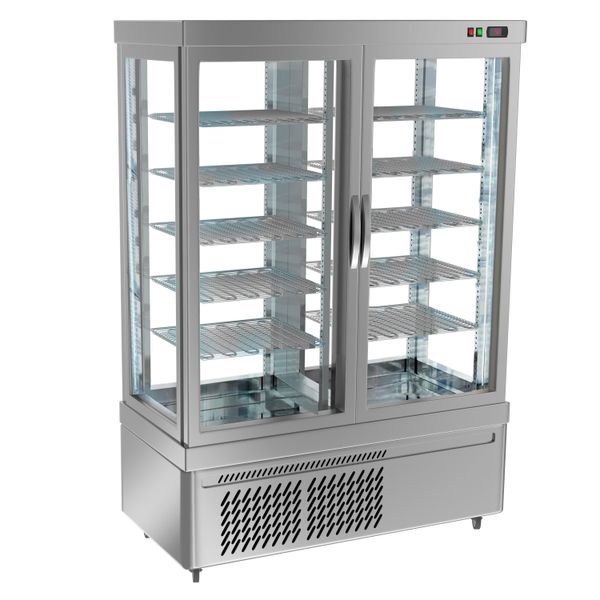 Panoramavitrine - 935 Liter - 1320mm - 10 Ablagen - Silber