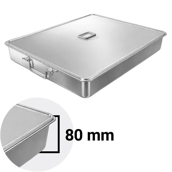Edelstahlbräter - mit Deckel & Spannverschlüsse - 600x450x80mm