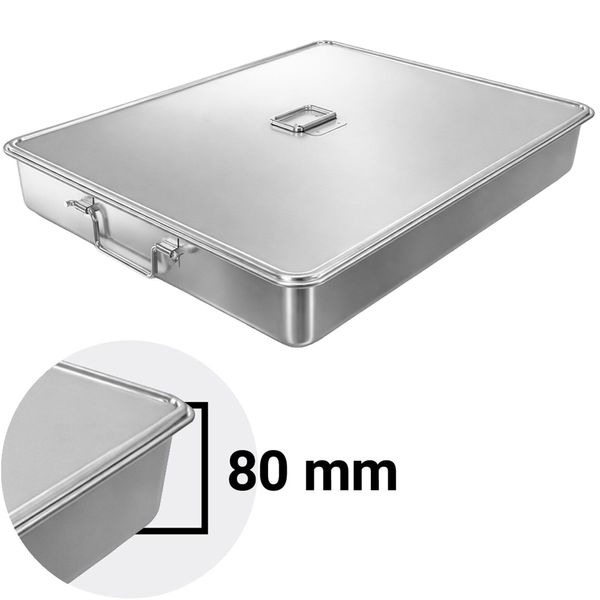 Edelstahlbräter - mit Deckel & Spannverschlüsse - 700x500x80mm