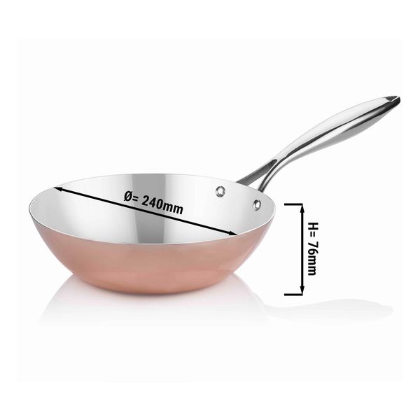 Koperen wokpan - Ø 24 cm Chinese pan | Pan voor Oosterse gerechten | | GGM Gastro
