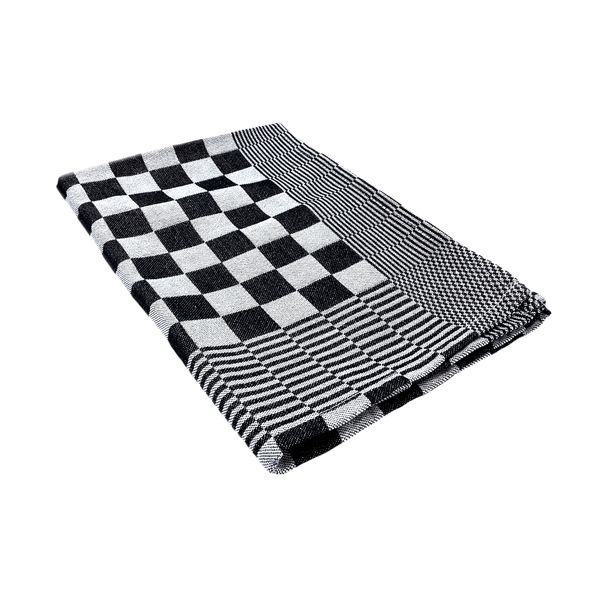 Torchon à vaisselle en coton - 65 x 65 cm - Noir/Blanc en carré - Lot de  180 pièces