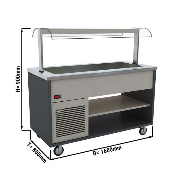 Cold Buffet Counter 1 6 X 0 8 M 4x Gn 1 1 Cooling Tub Island Buffet Serving Counter Sales Counter Salad Bar Salad Cabinet Refrigerated Counter