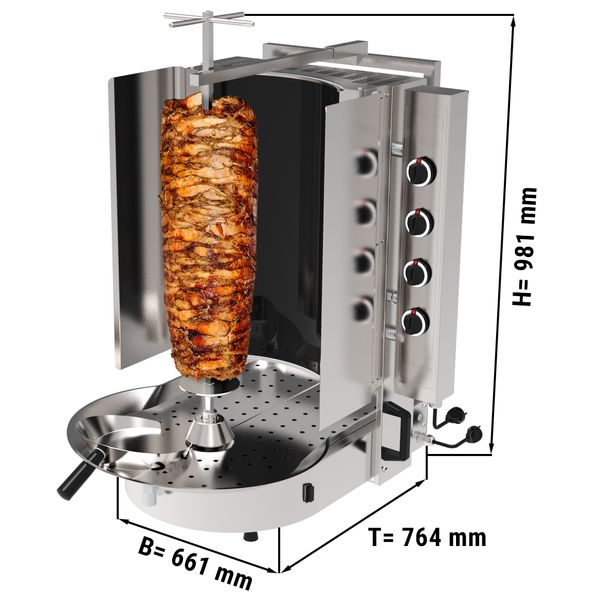 Insecten tellen Krimpen natuurkundige Gyros- / kebab grill - 8 branders - met Robax glas - max. 75 kg | GGM Gastro