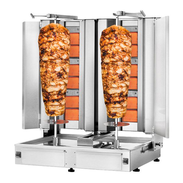 Machine à kebab au gaz 4 feux, grils gyros et grill kebab au gaz