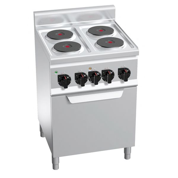 Unavoidable cuisine century Masina de gatit electrica 4x plite rotunde (8 kW) + cuptor electric cu  convector (3 kW) | GGM Gastro