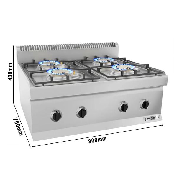 Cuisinière à Gaz 4 Brûleurs Manuel - 75 000 BTU/brûleur - Noir - Pour Intérieur/Extérieur