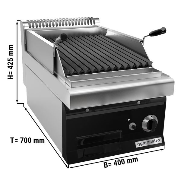 Vader morfine Elektrisch Lavasteen grill op gas - 7 kW - grillrooster kantelbaar | GGM Gastro