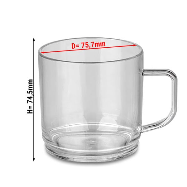 50 pièces) Tasse à thé/café en polycarbonate, transparente - 200 ml