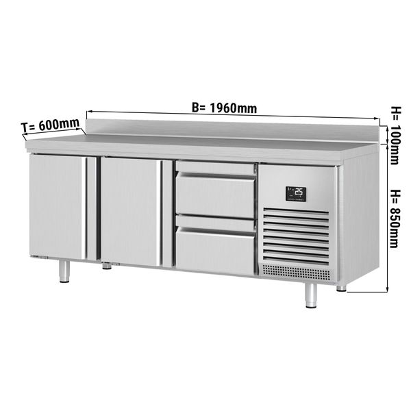 1360x700x860mm Profi Kühltisch  mit 1 Tür und 2 Schubladen 