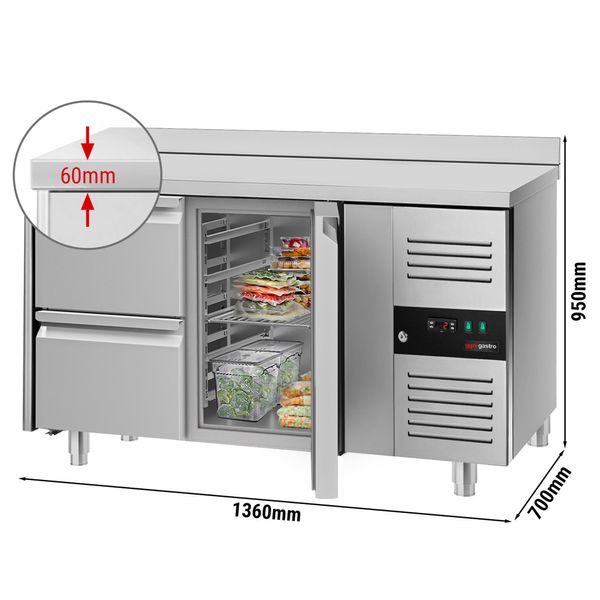 Table réfrigérée libre-service PROFI B200 avec tiroir et rehausse vitrée 1500x700x1400 - 4GN1/1