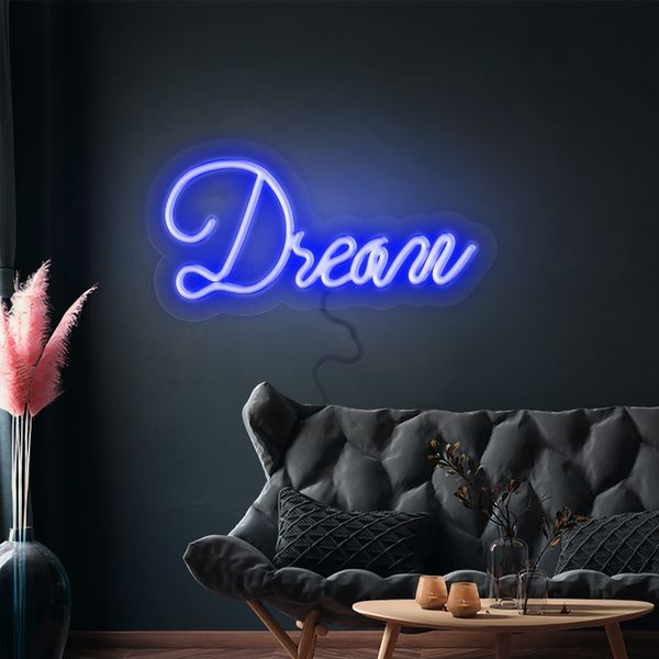 LED Leuchtschild - Dream - Blau - 420x180mm
