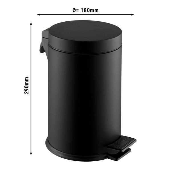 Mini poubelle - 5 litres - Noir - avec pédale