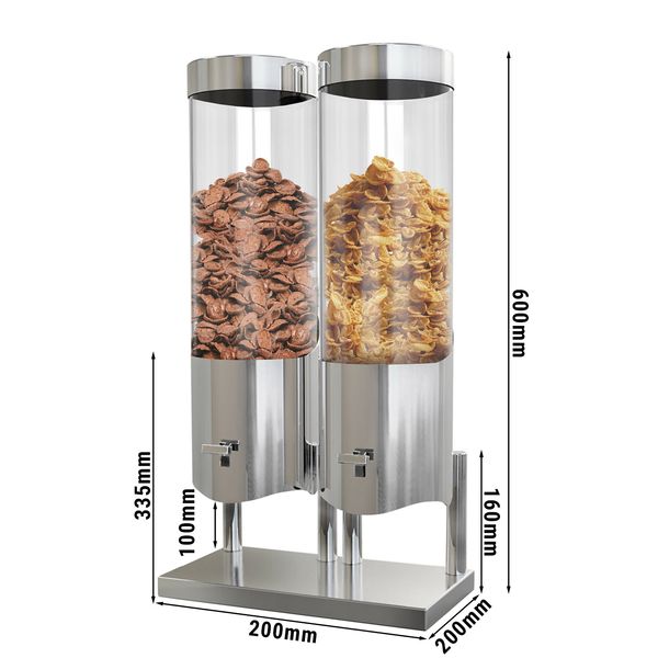 Dispenser cereali - doppio - Ø 12 cm - distributore a leva