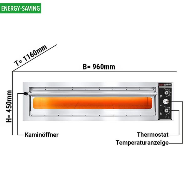 Horno para pizza 6 x 30 cm (profundidad) - Piedras de arcilla refractaria  alrededor | GGM Gastro