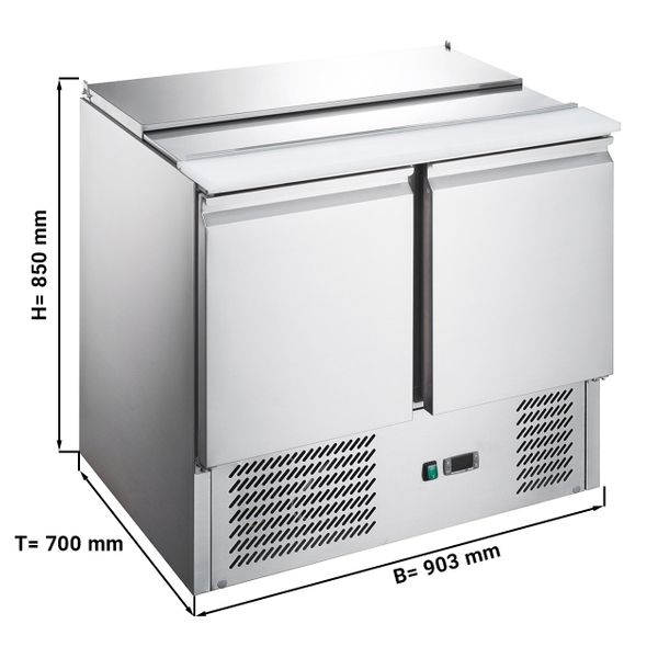 0,9 x 0,7 m Saladette Kühltisch ECO mit 2 TürenGGM Gastro 