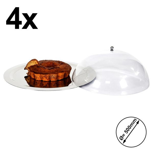 4 piezas) de acero inoxidable con campana transparente - Ø 50 cm - pulido | GGM Gastro