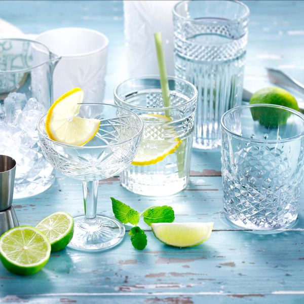 4 pièces de verres à cocktail avec paille en verre, 350 ml, verres