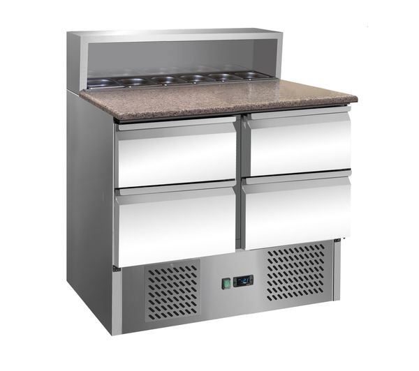 AG Kühltisch Saladette  464 Liter Pizzakühltisch mit Aufkantung 1795x700x860mm 