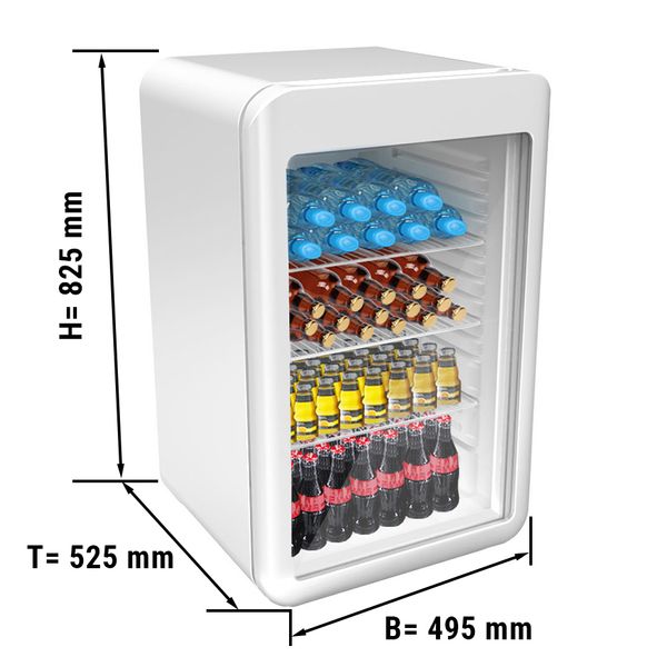 Mini bar fridge - 113 liters - with 1 glass door - white | GGM Gastro